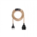 Suspension douille noire câble corde naturelle 
