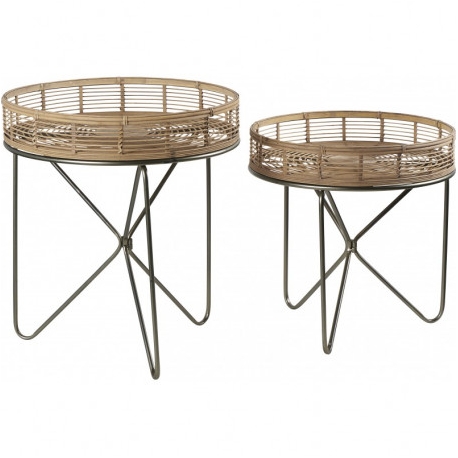 Table plateau bambou set de 2